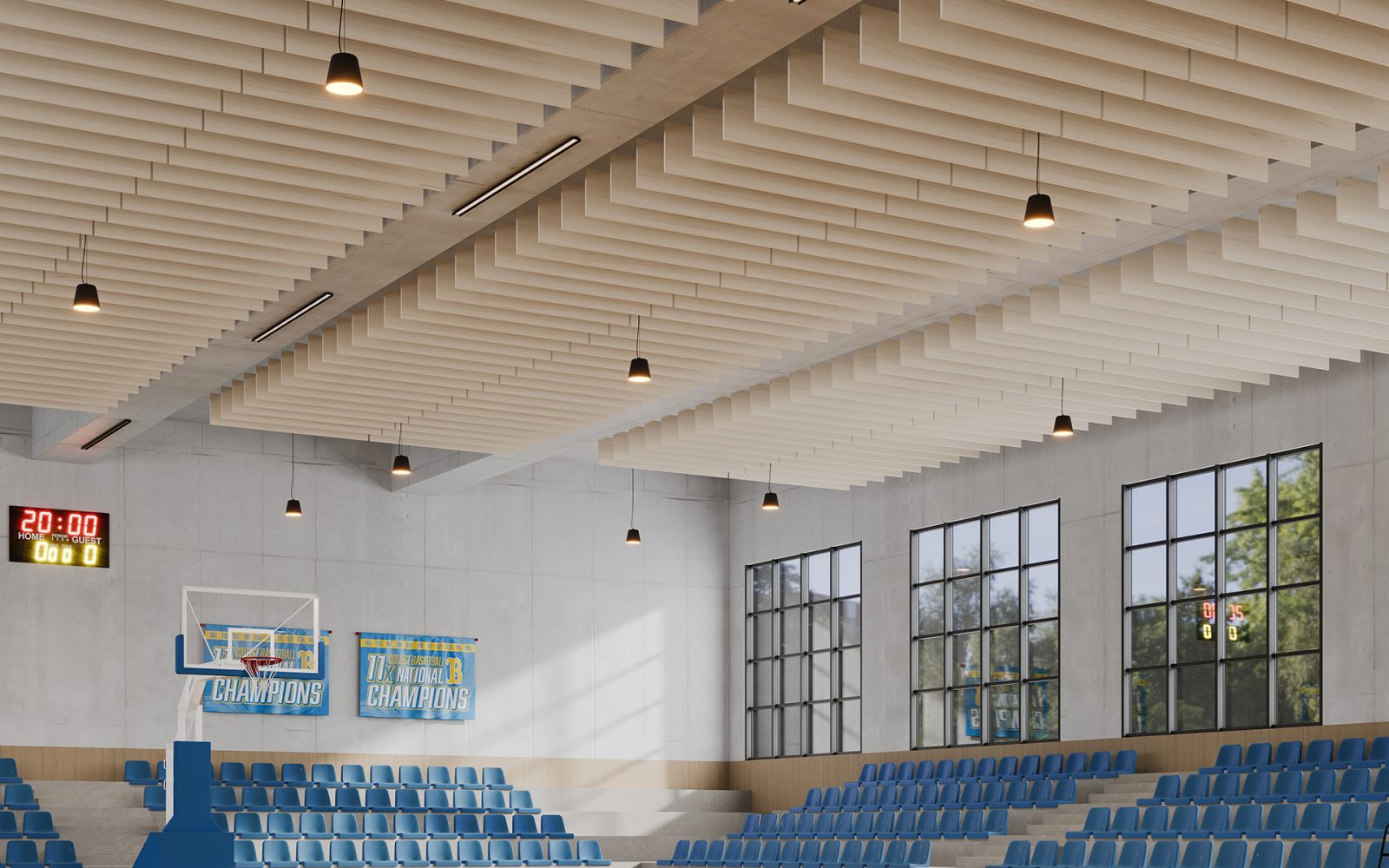Linear Ceiling Baffles | White Oak | WoodGrain Collection