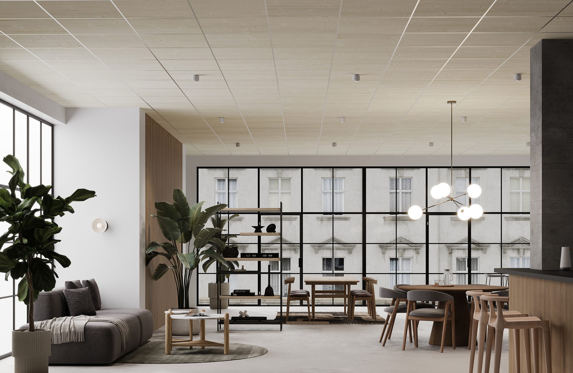 Cover, Staple Ceiling Panels | Knotty Spruce | WoodGrain Collection