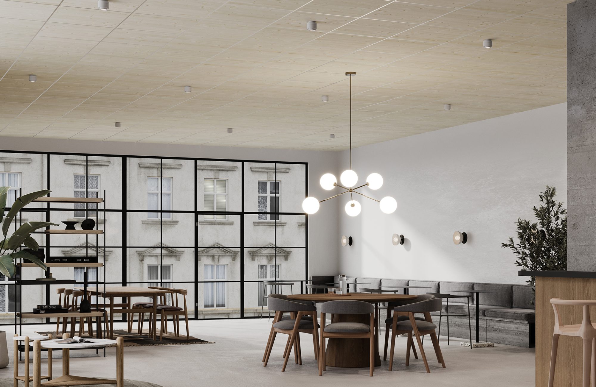 Cover, Staple Ceiling Panels | Knotty Spruce | WoodGrain Collection