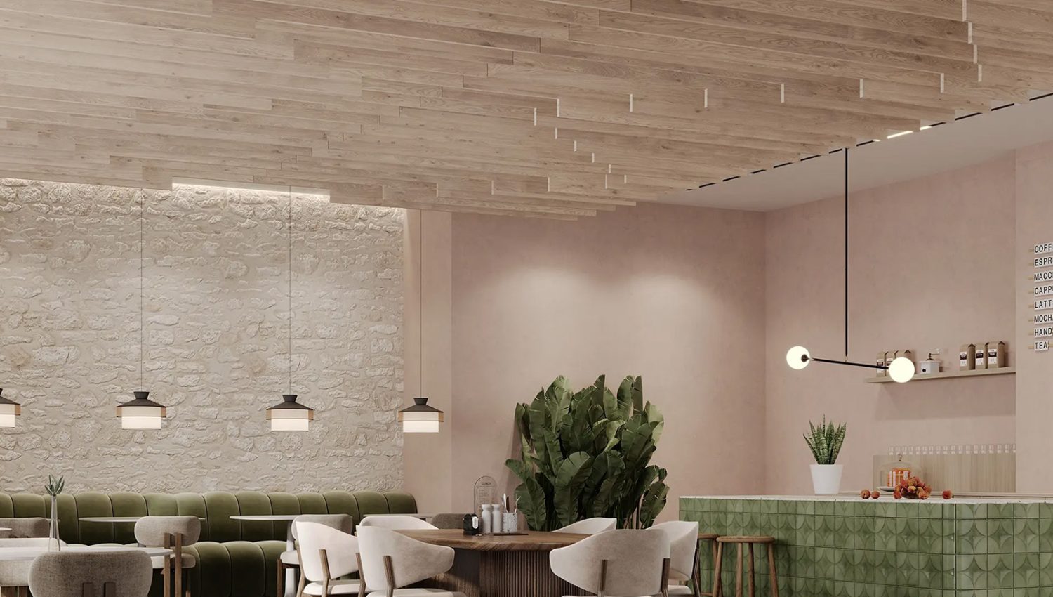 Step Ceiling Baffles | Mountain Lodge | WoodGrain Collection