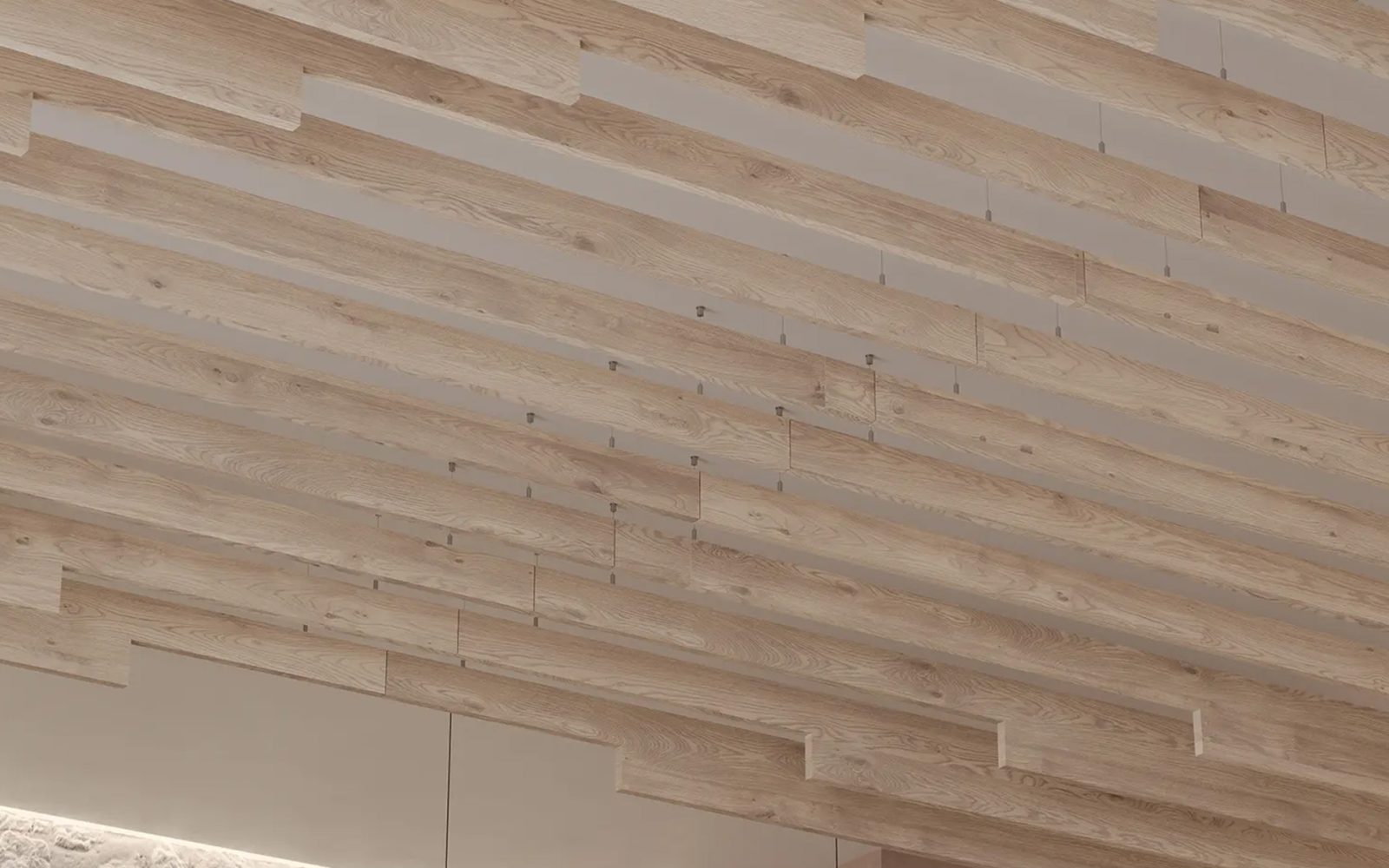 Step Ceiling Baffles | Mountain Lodge | WoodGrain Collection