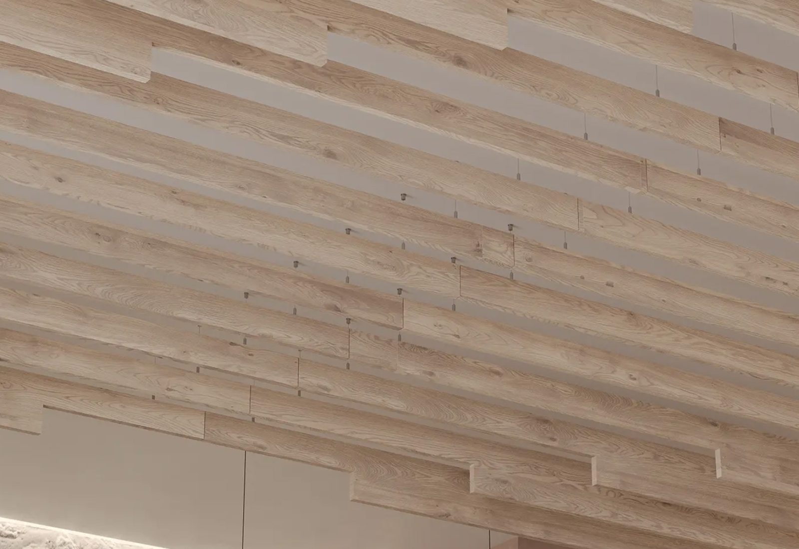 Step Ceiling Baffles | Mountain Lodge | WoodGrain Collection