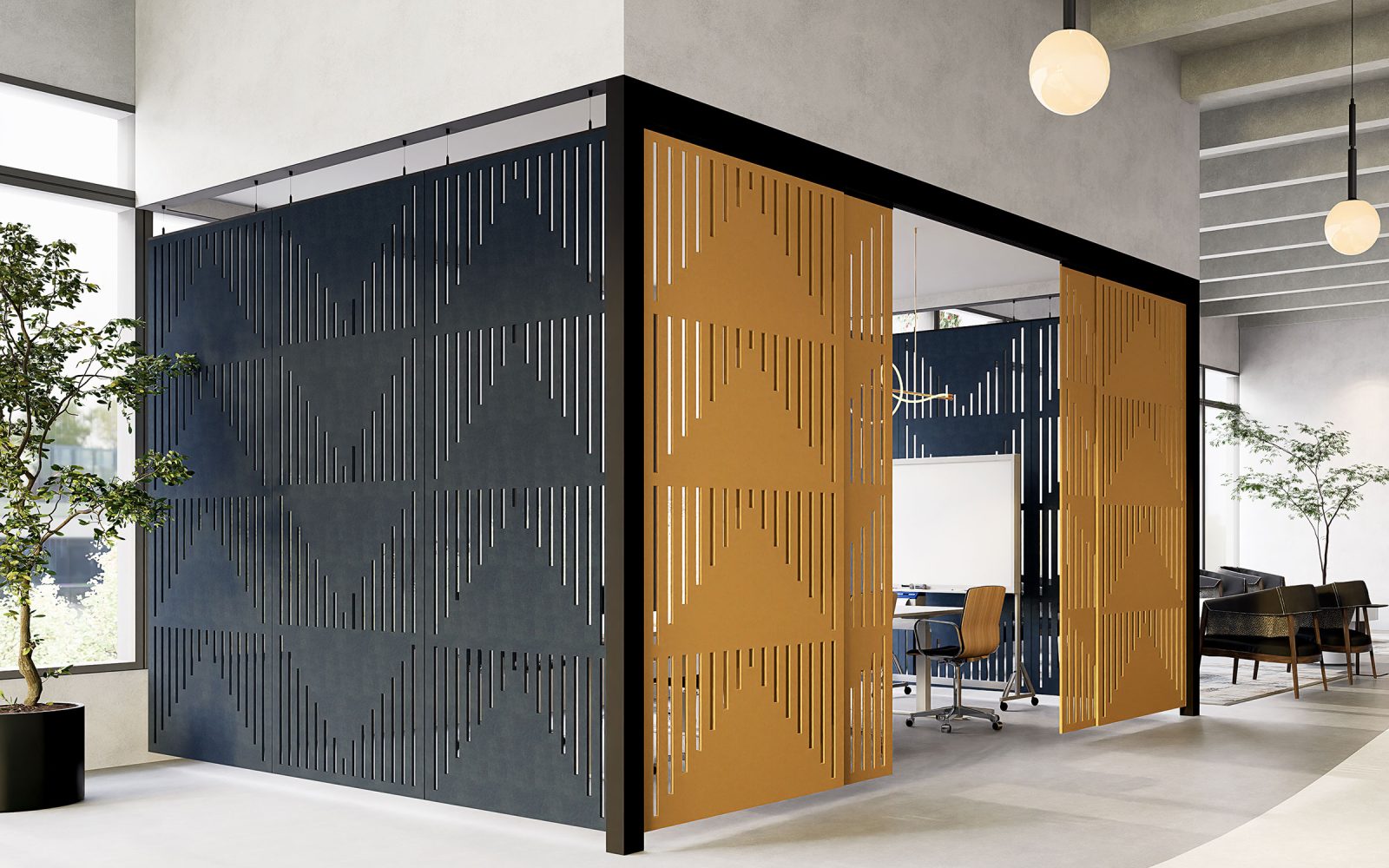 Creative Cut, Pyramid Wall Screens | Turmeric, Granite | Premier Collection