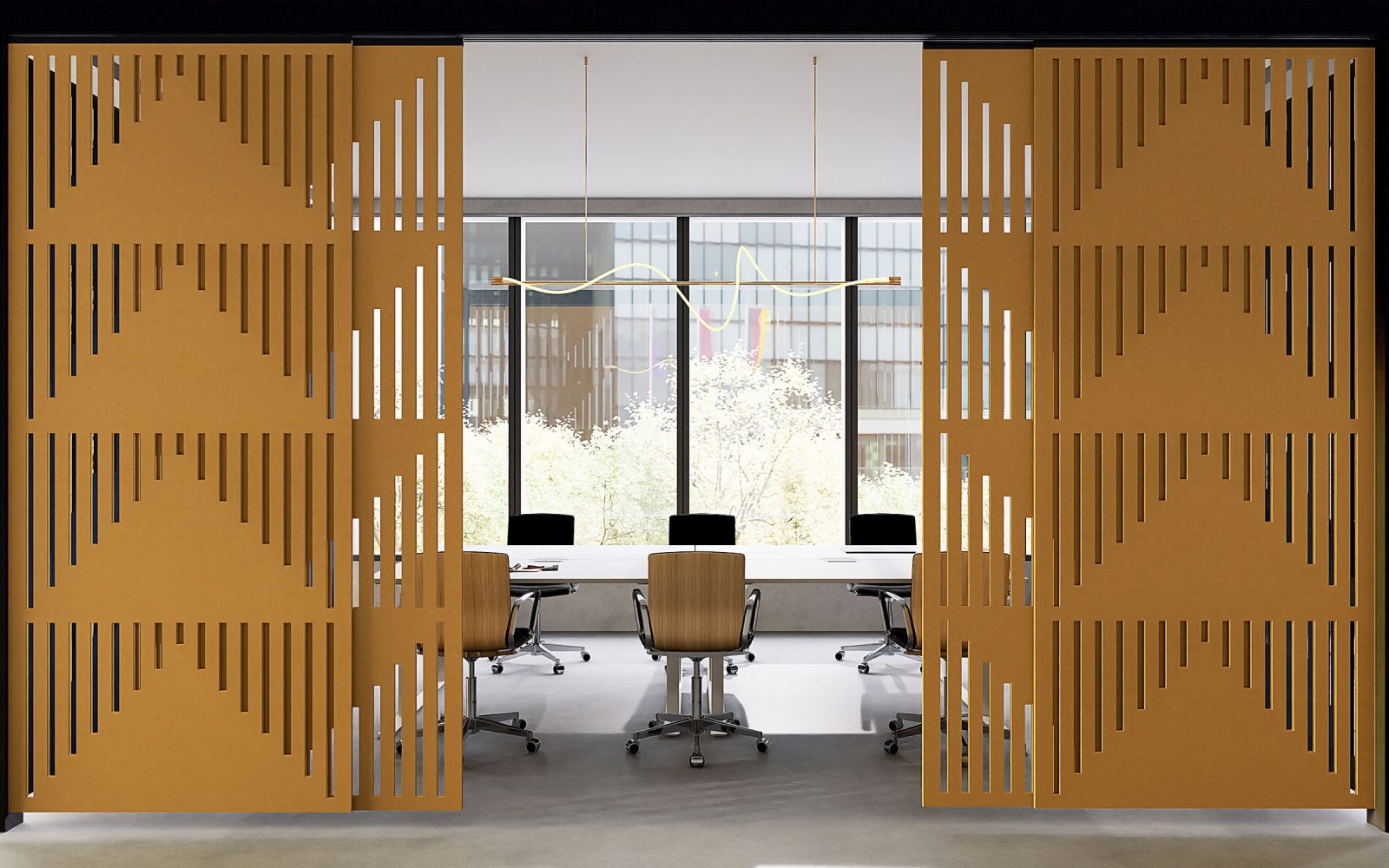 Creative Cut, Pyramid Wall Screens | Turmeric, Granite | Premier Collection