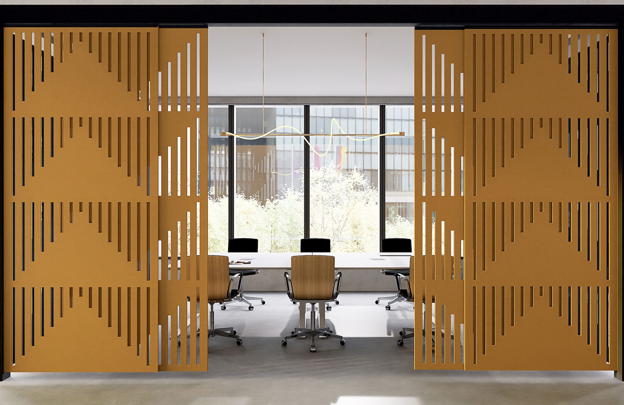 Creative Cut, Pyramid Wall Screens | Turmeric, Granite | Premier Collection