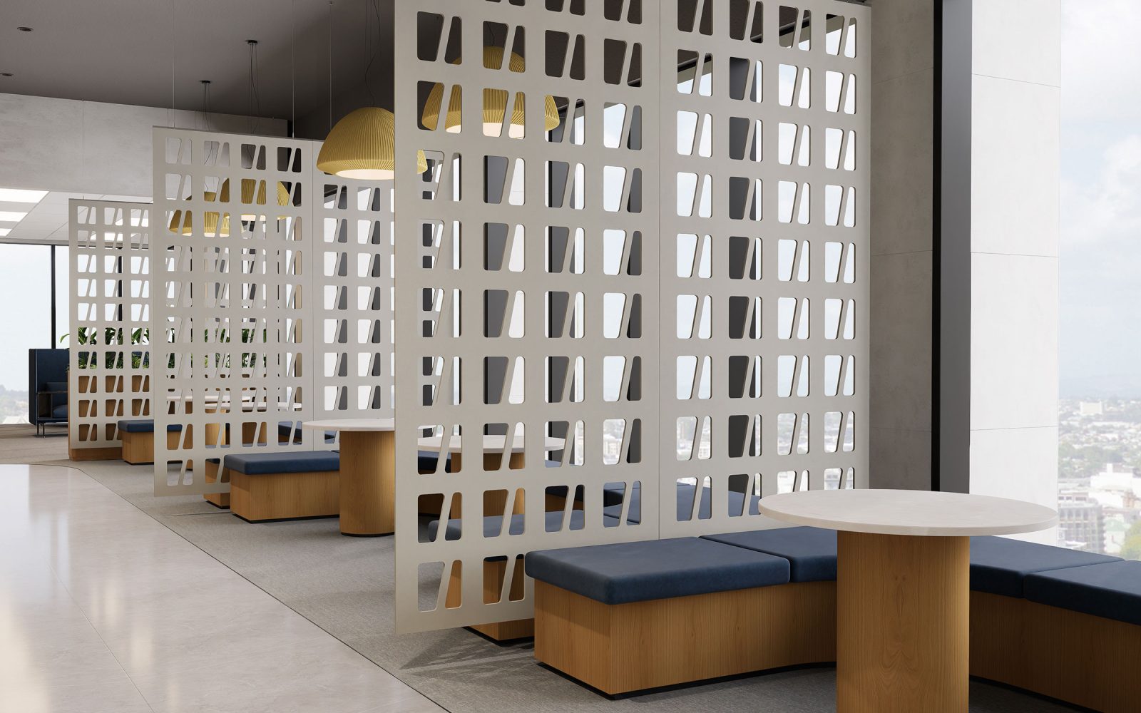 Creative Cut, Skyscraper Wall Screens | Almond | Premier Collection