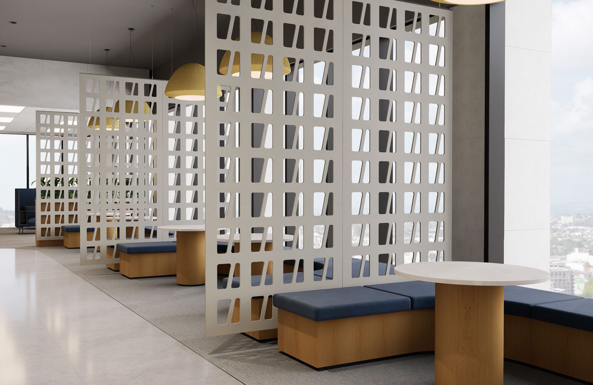 Creative Cut, Skyscraper Wall Screens | Almond | Premier Collection