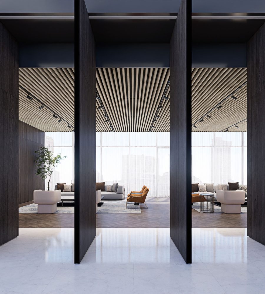 WoodBeQuiet 203mm Wall Slats | Barn Door with Black V-Cut | WoodGrain Collection