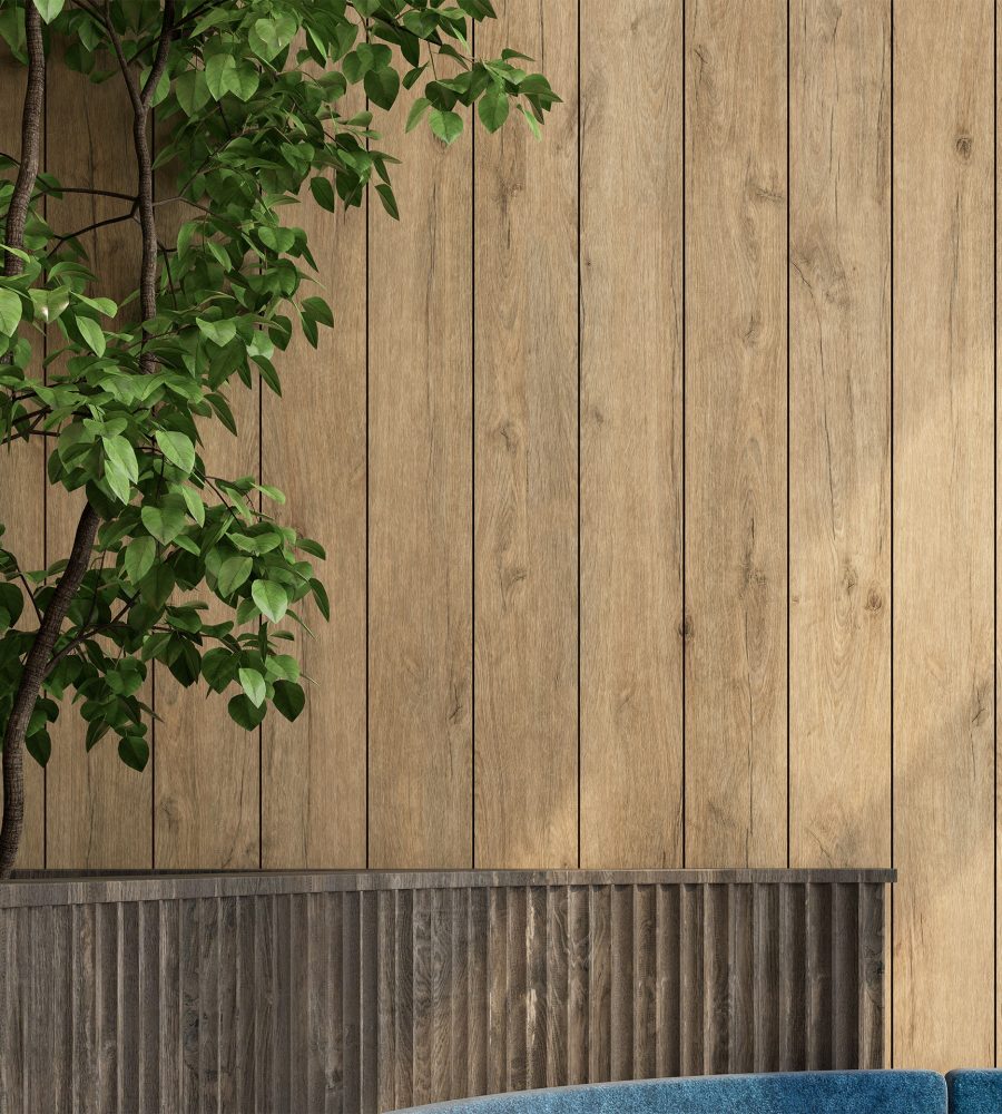 WoodBeQuiet 152mm Wall Slats | Boardwalk with Deep Brown V-Cut | WoodGrain Collection
