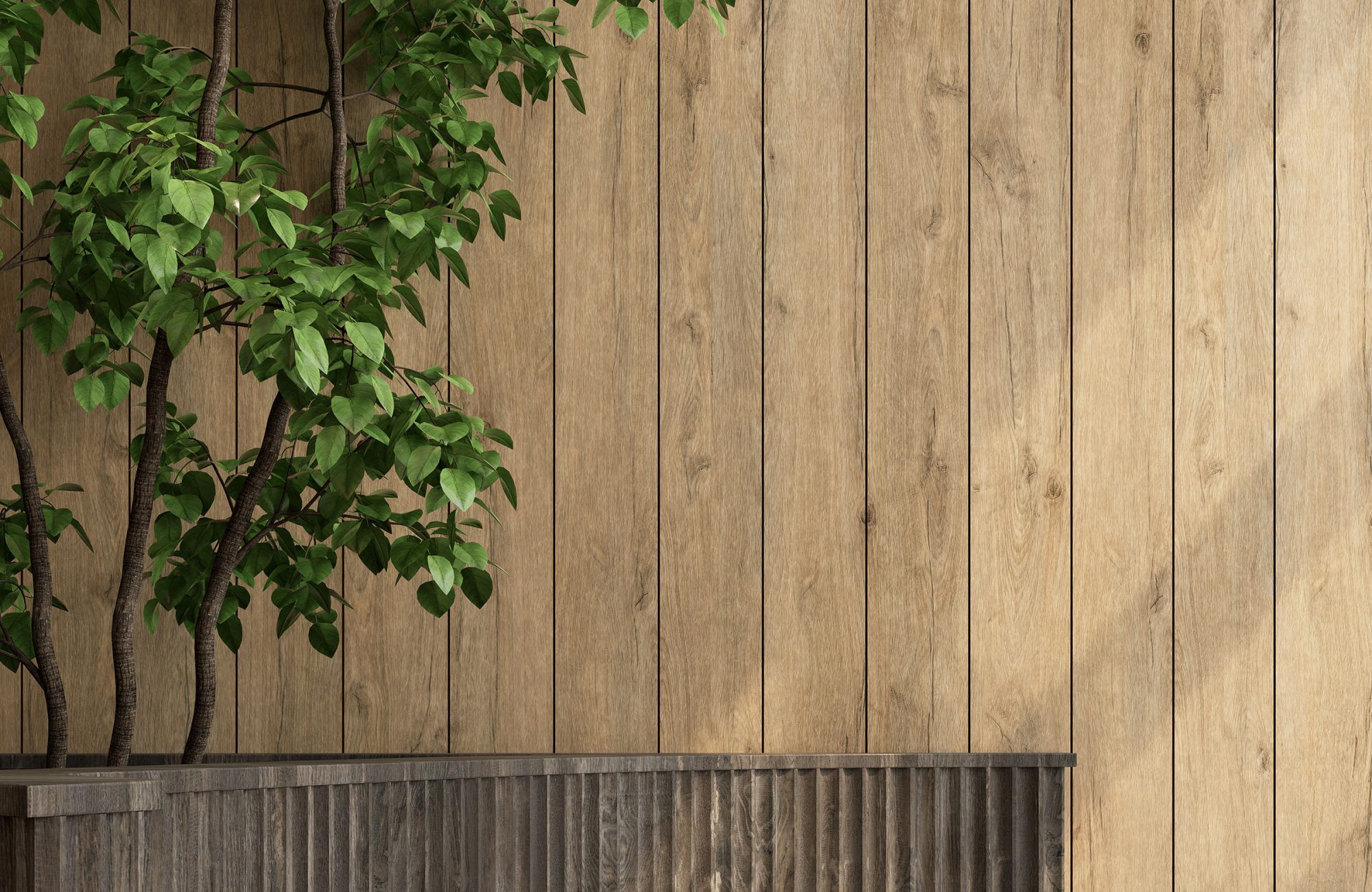 WoodBeQuiet 152mm Wall Slats | Boardwalk with Deep Brown V-Cut | WoodGrain Collection