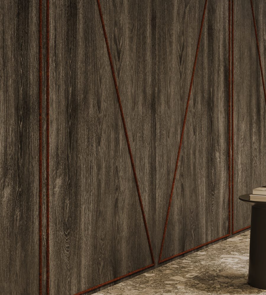 Spine Wall Panels, Cleave | Charred Larch, Peppercorn | Premier, WoodGrain Collections