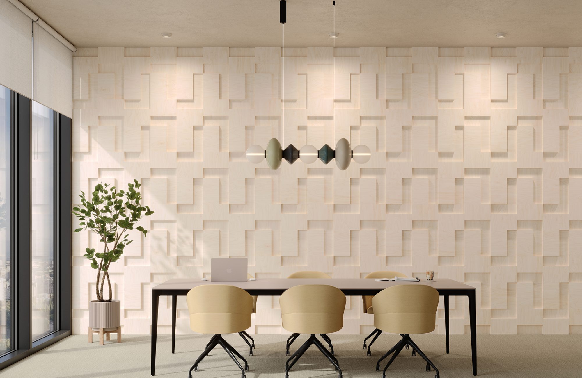 PopUp, Etched Wall Tiles | Baltic Birch | WoodGrain Collection