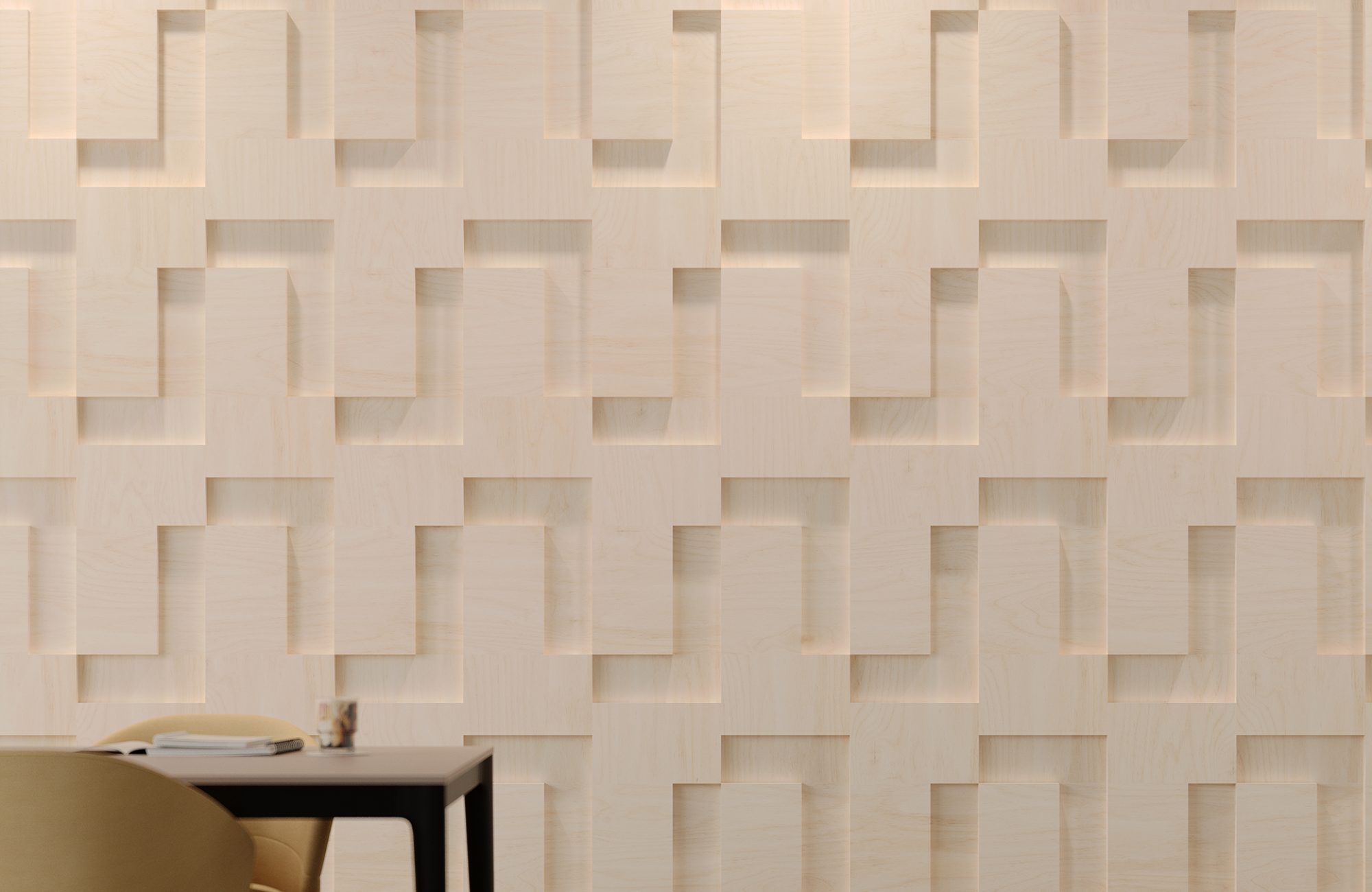 PopUp, Etched Wall Tiles | Baltic Birch | WoodGrain Collection