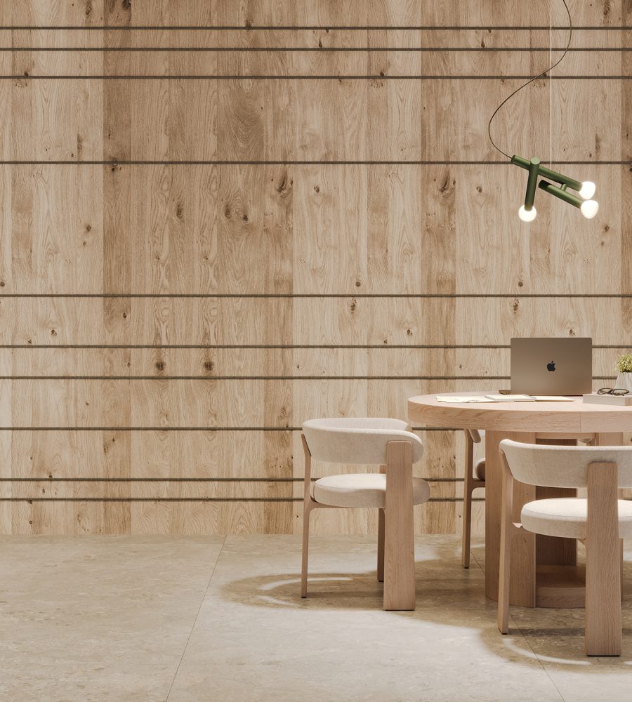 Spine Wall Panels, Panes A | Driftwood, Slate | WoodGrain Collection