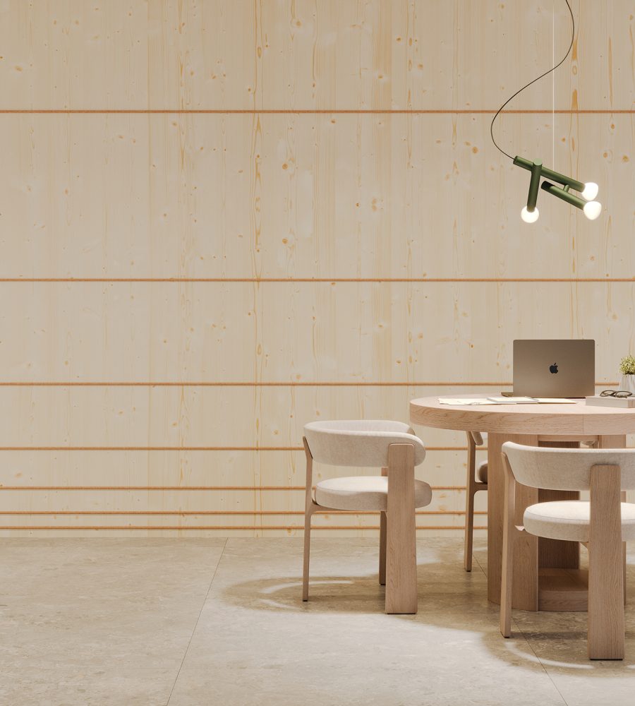 Spine Wall Panels, Panes B | Knotty Spruce, Peach | Premier, WoodGrain Collections