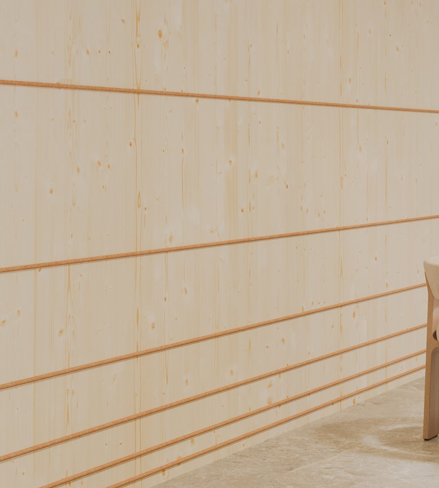 Spine Wall Panels, Panes B | Knotty Spruce, Peach | Premier, WoodGrain Collections