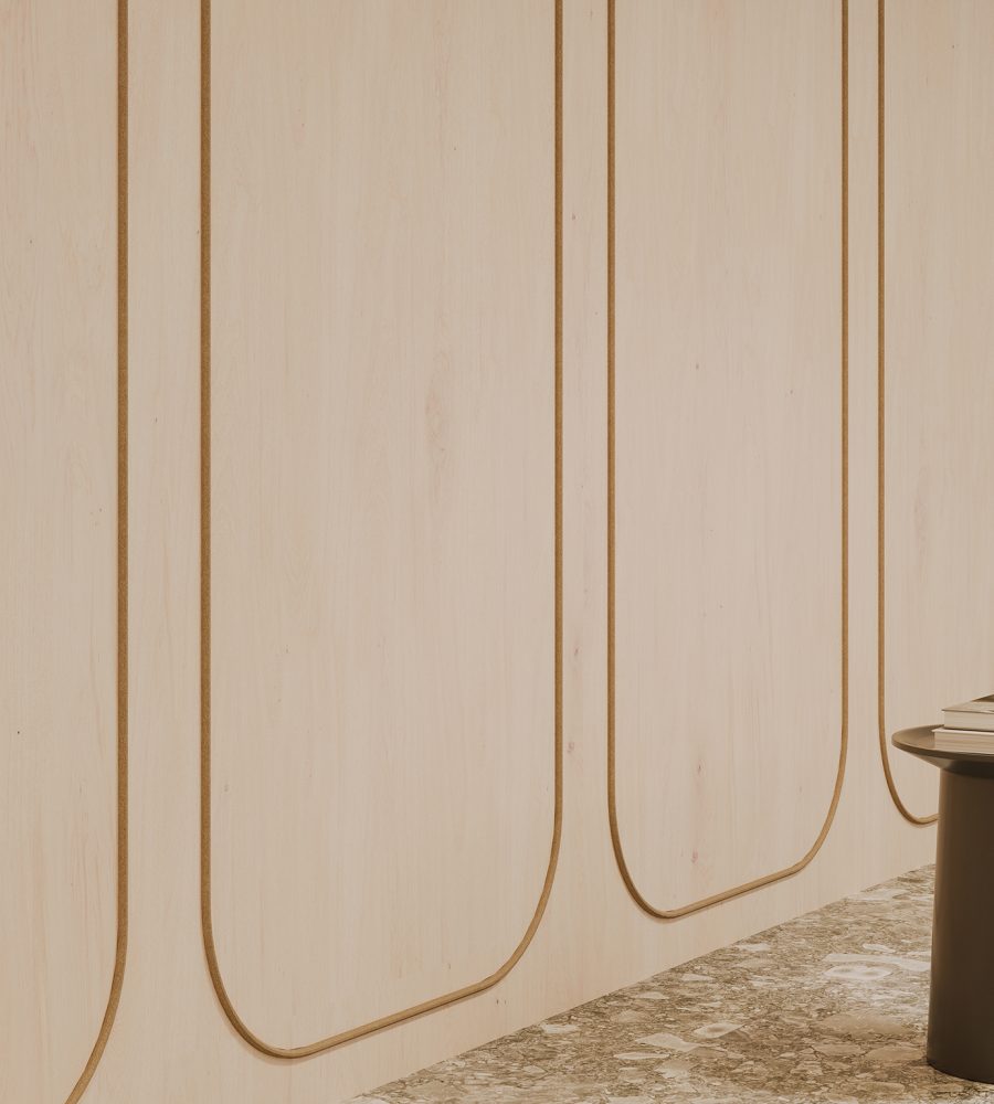 Spine Wall Panels, Racetrack A | Wine Barrel, Umber | Premier, WoodGrain Collections