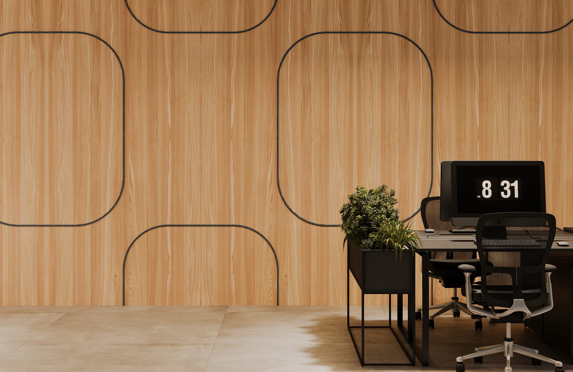 Spine Wall Panels, Roundabout | European Larch, Granite | WoodGrain, Premier Collections