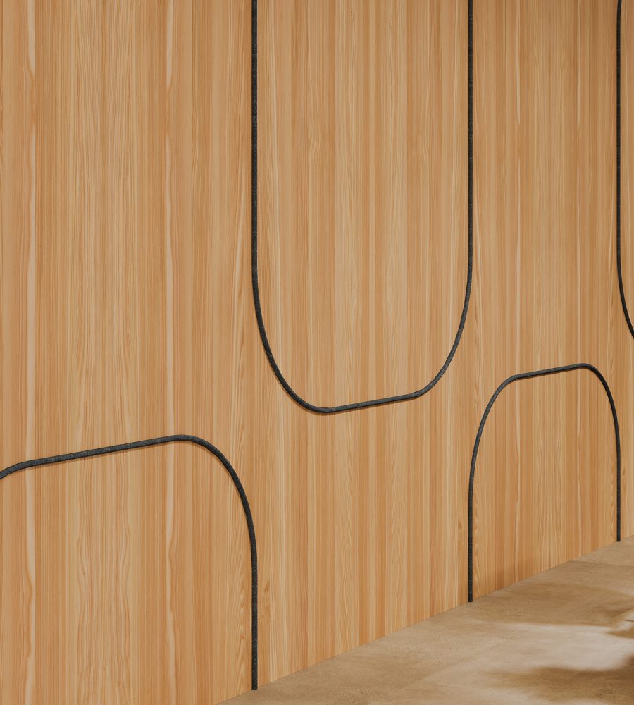 Spine Wall Panels, Roundabout | European Larch, Granite | WoodGrain, Premier Collections