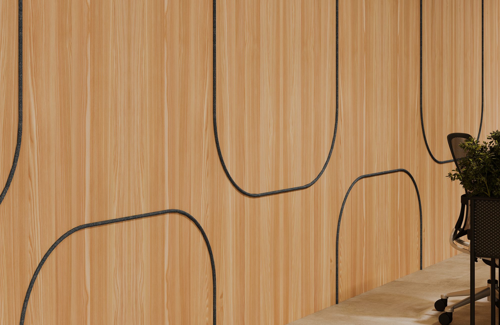 Spine Wall Panels, Roundabout | European Larch, Granite | WoodGrain, Premier Collections