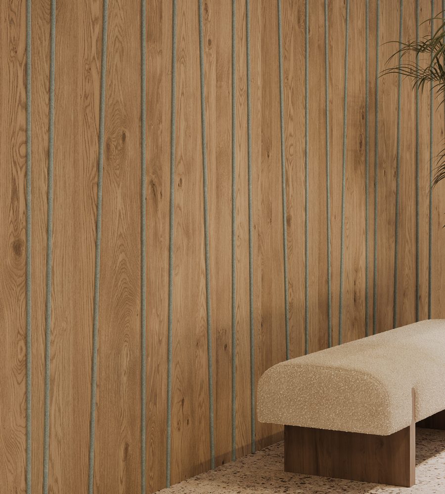 Spine Wall Panels, Stems A | Mocha Legno, Stonewash | WoodGrain, Premier Collections