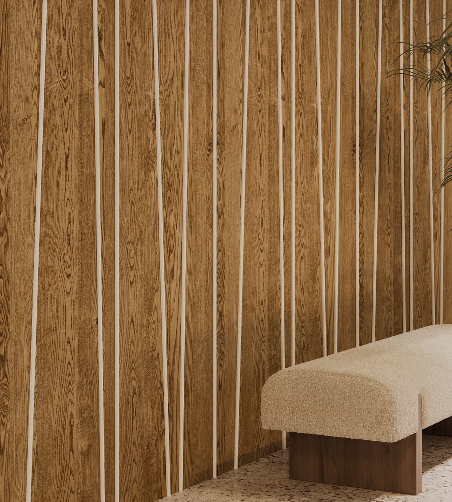 Spine Wall Panels, Stems B | Scorched Timber, White | WoodGrain, Premier Collections