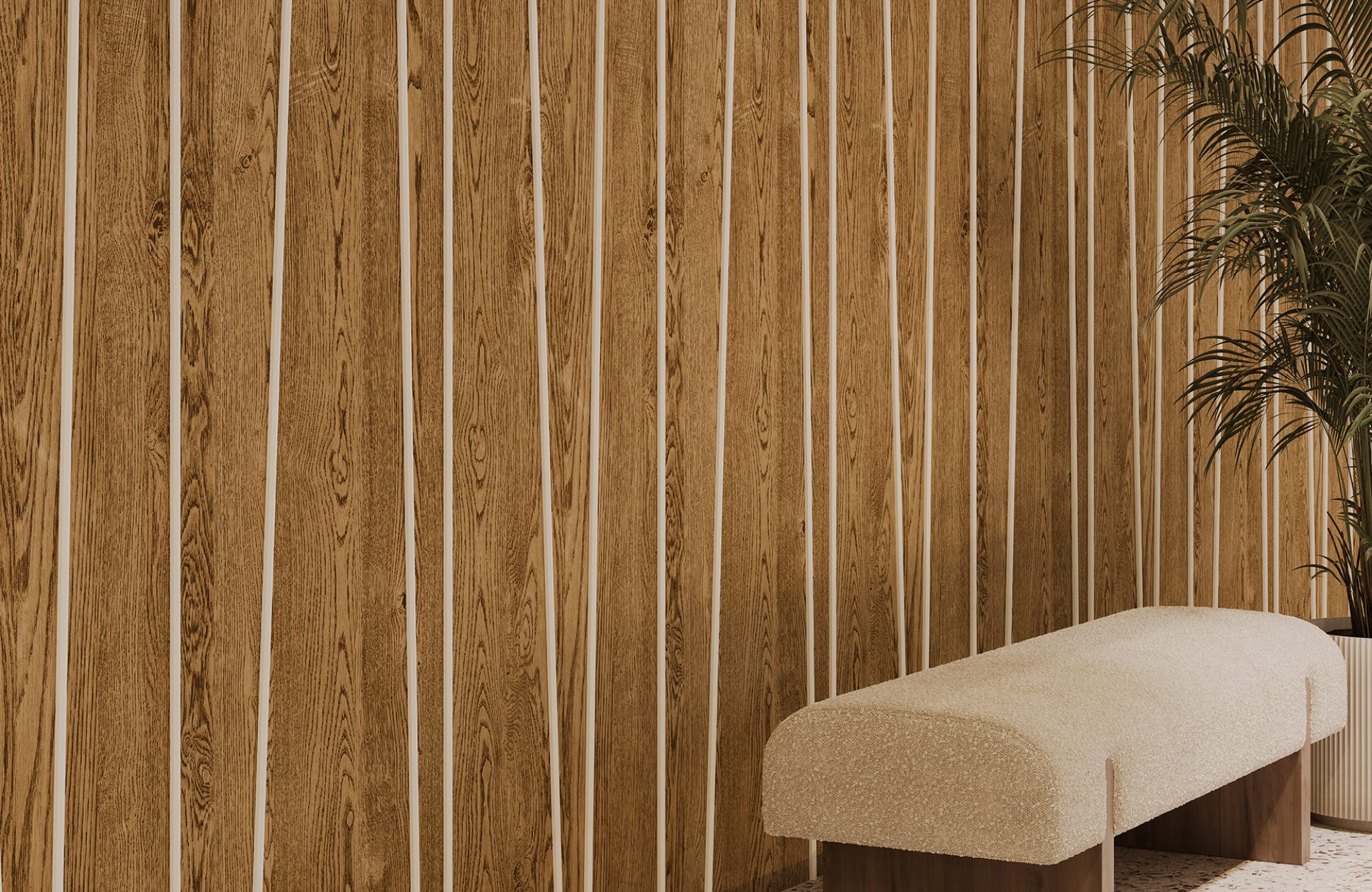 Spine Wall Panels, Stems B | Scorched Timber, White | WoodGrain, Premier Collections