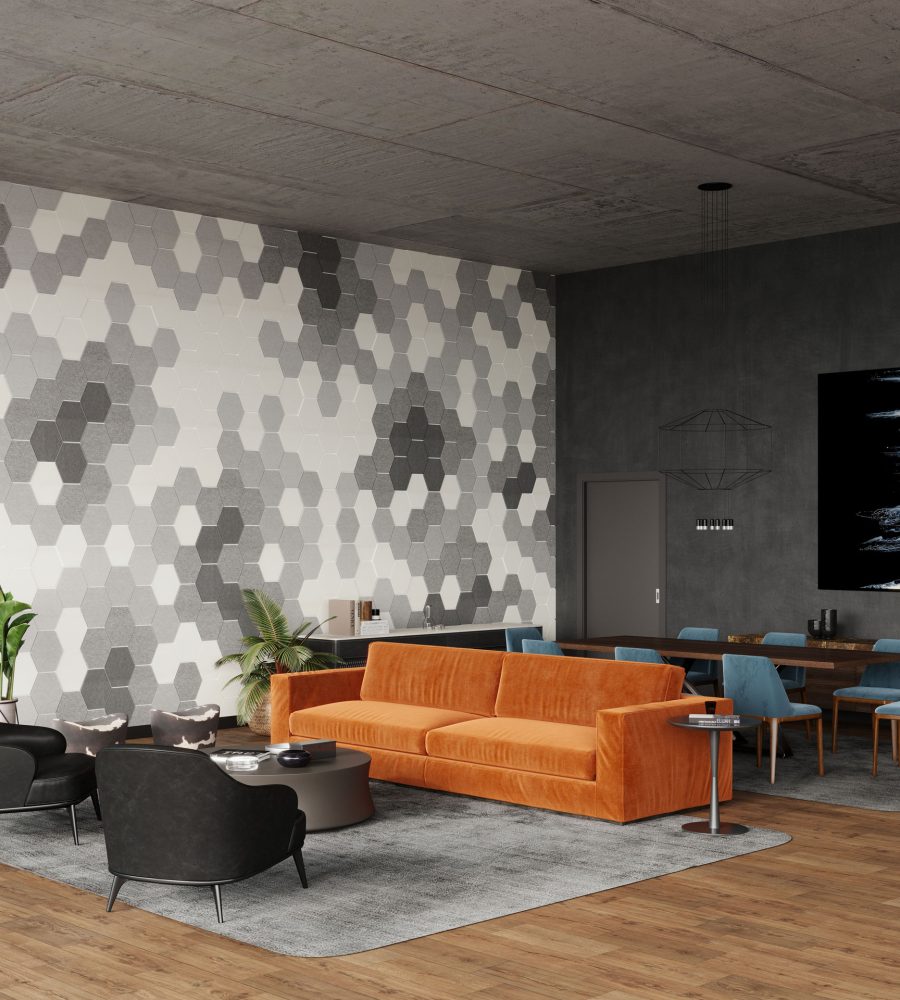 Shapes, Hexagon Wall Tiles | White, Grey, Platinum, Metal | Premier Collection