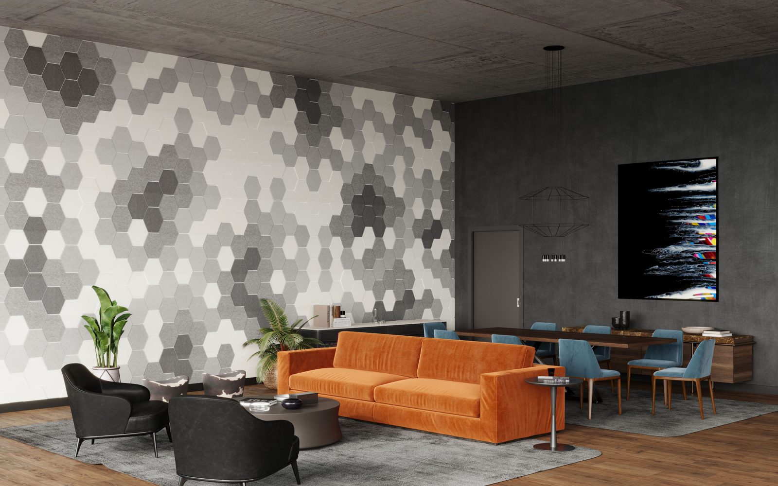 Shapes, Hexagon Wall Tiles | White, Grey, Platinum, Metal | Premier Collection