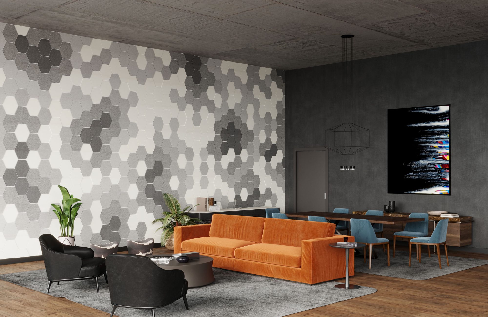 Shapes, Hexagon Wall Tiles | White, Grey, Platinum, Metal | Premier Collection