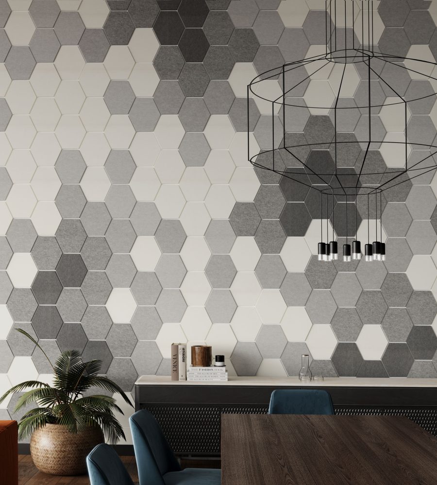 Shapes, Hexagon Wall Tiles | White, Grey, Platinum, Metal | Premier Collection
