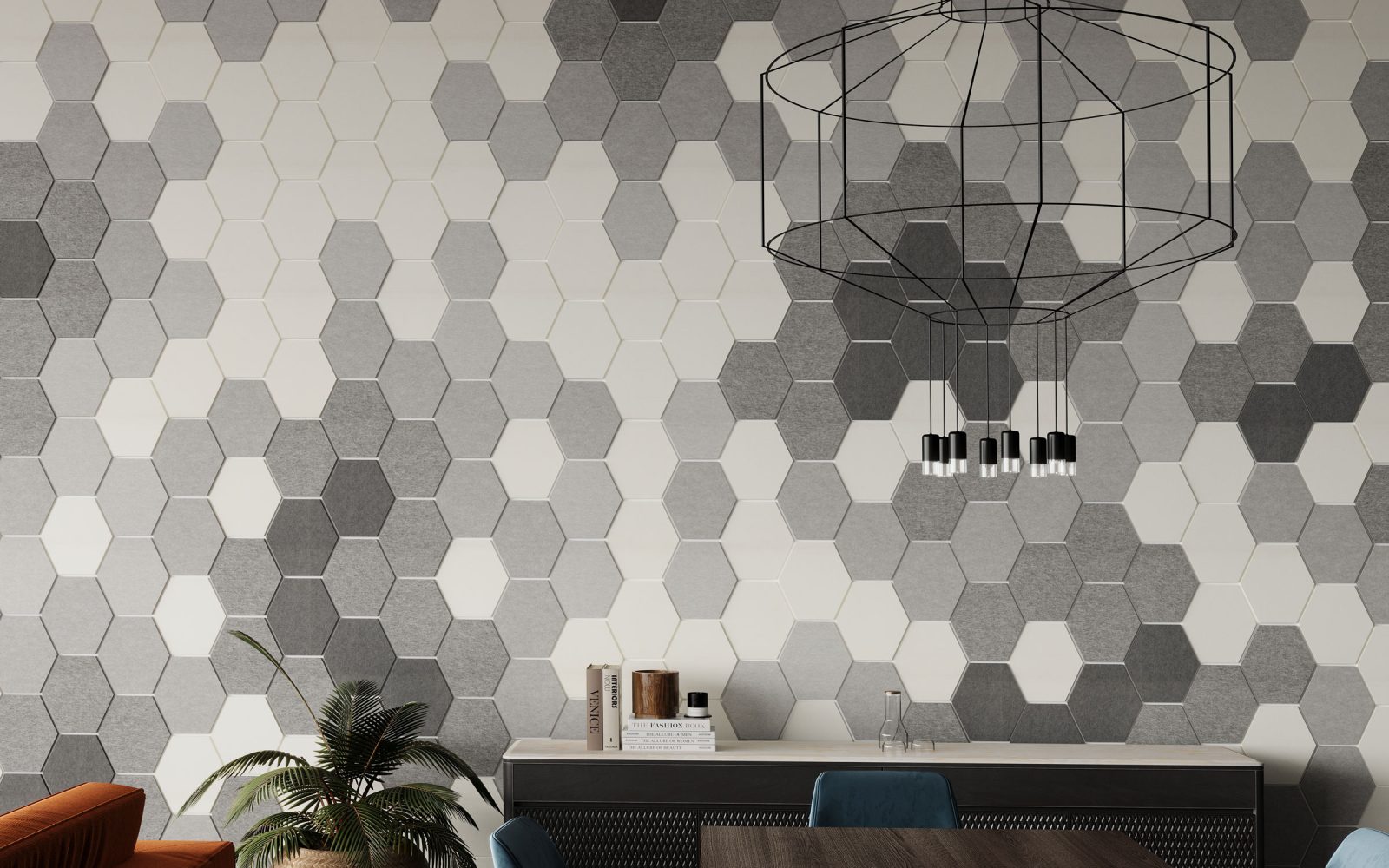 Shapes, Hexagon Wall Tiles | White, Grey, Platinum, Metal | Premier Collection