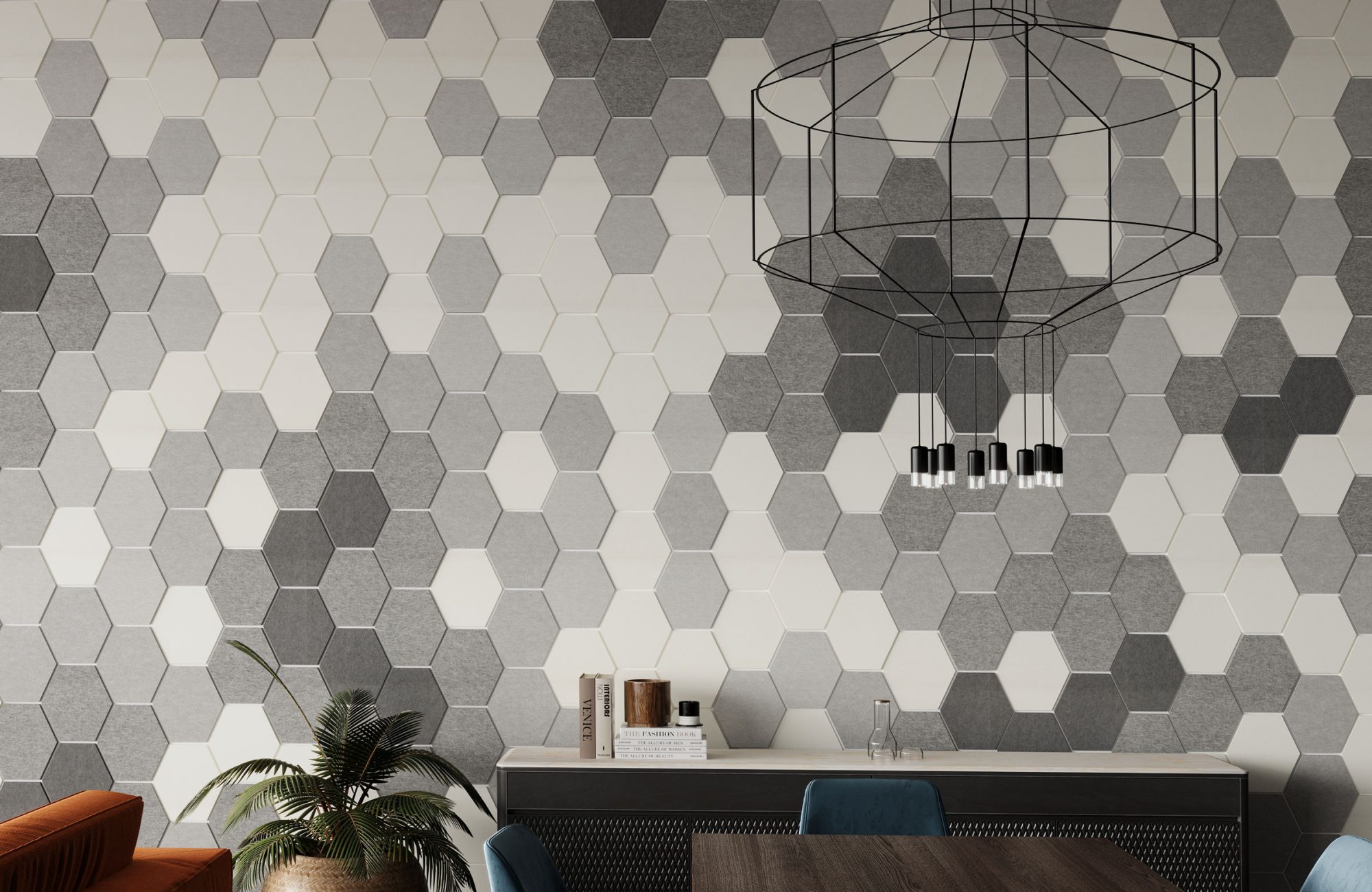 Shapes, Hexagon Wall Tiles | White, Grey, Platinum, Metal | Premier Collection