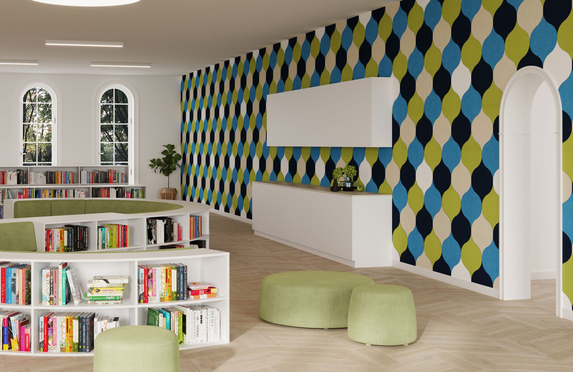 Shapes, Ogee Wall Tiles | Midnight, Azur, Wasabi, Pearl, White | Premier Collection