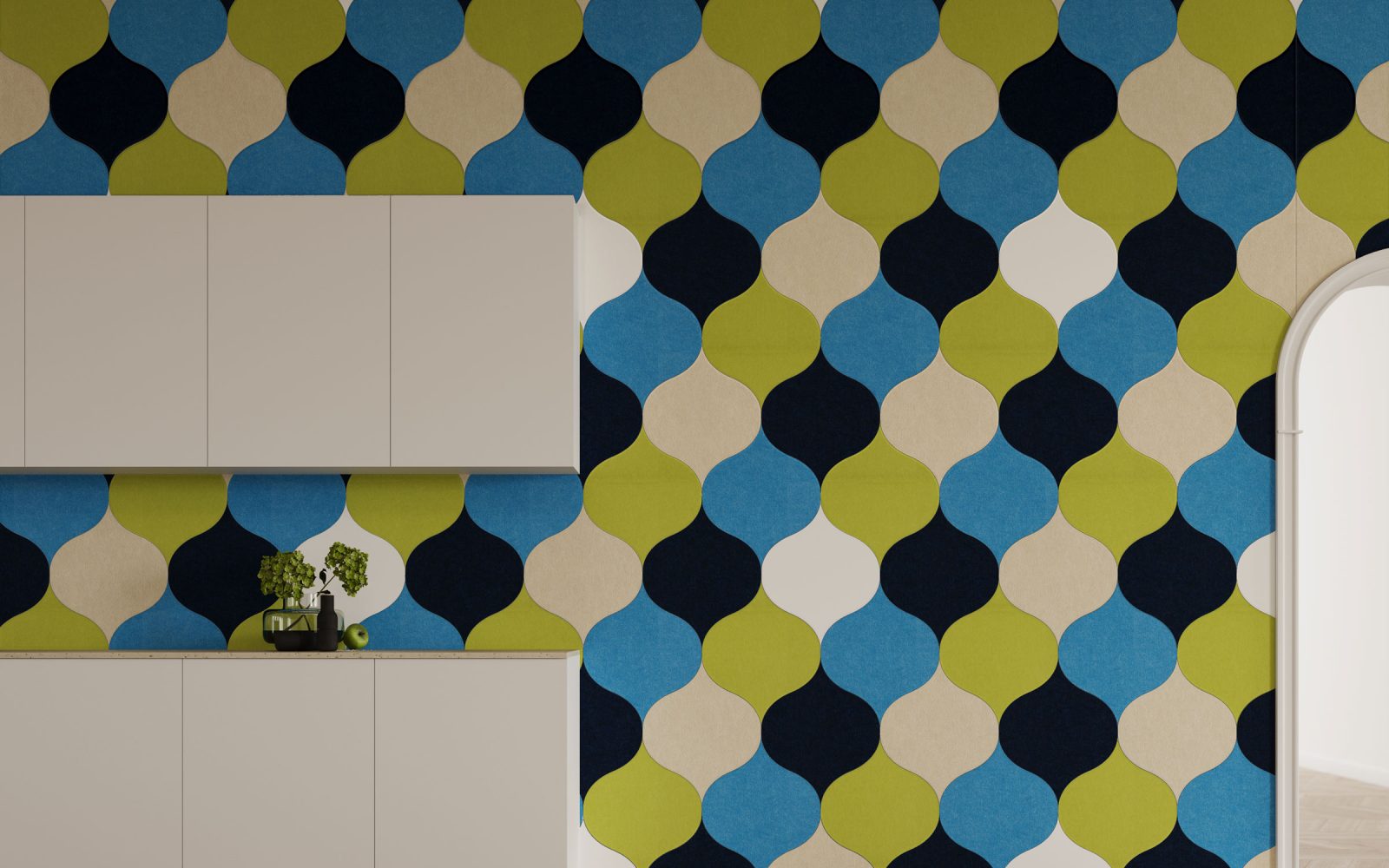 Shapes, Ogee Wall Tiles | Midnight, Azur, Wasabi, Pearl, White | Premier Collection