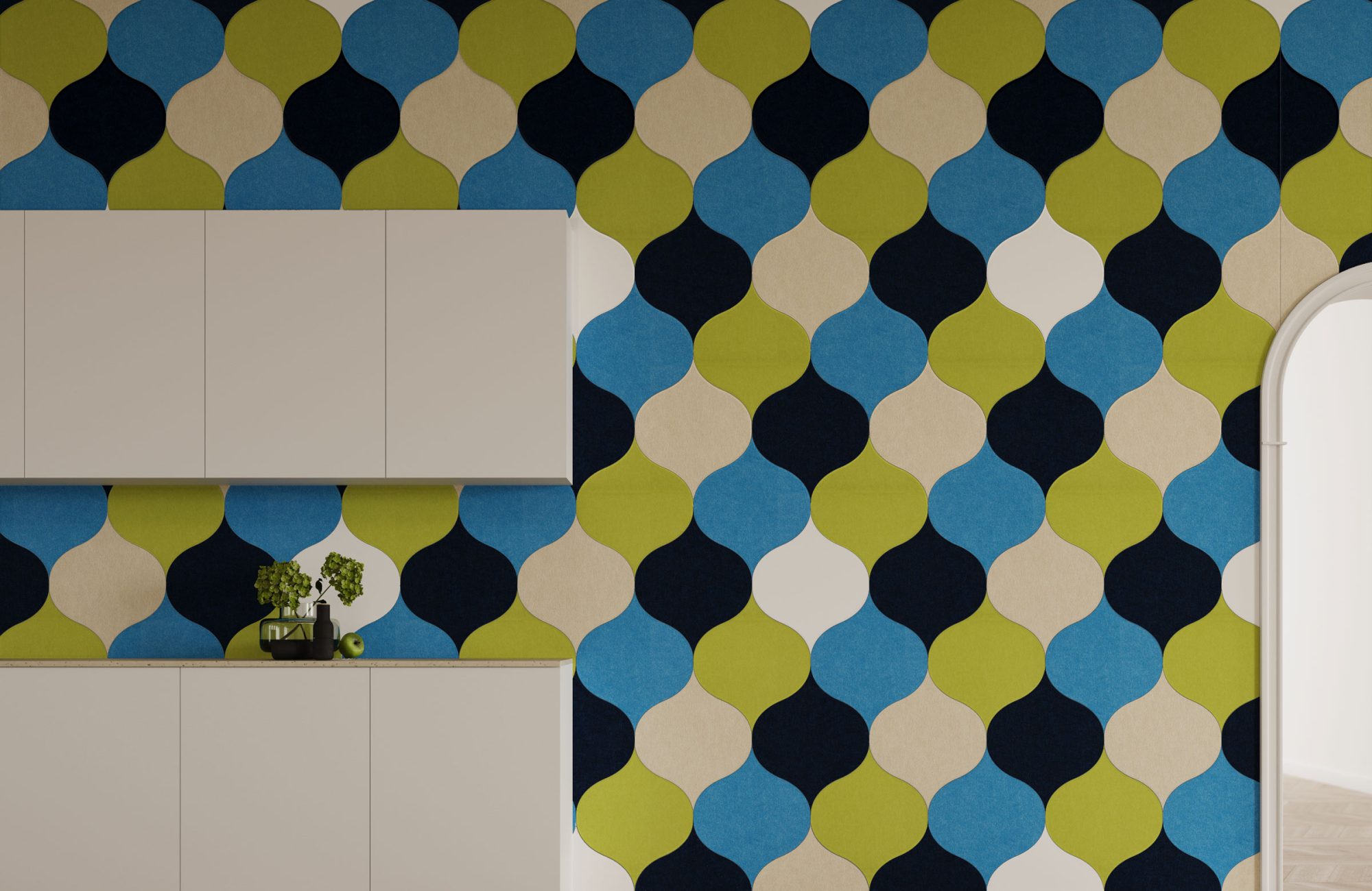 Shapes, Ogee Wall Tiles | Midnight, Azur, Wasabi, Pearl, White | Premier Collection