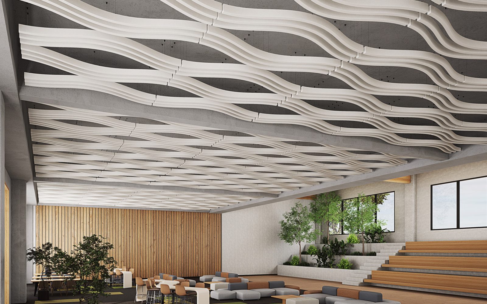 Billow Ceiling Baffles | White | Premier Collection