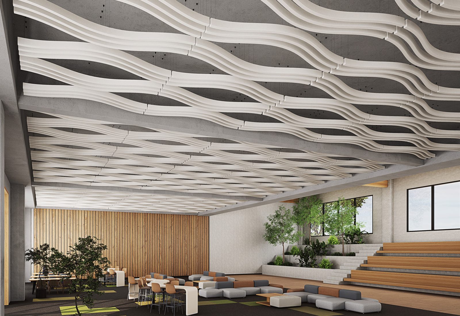 Billow Ceiling Baffles | White | Premier Collection