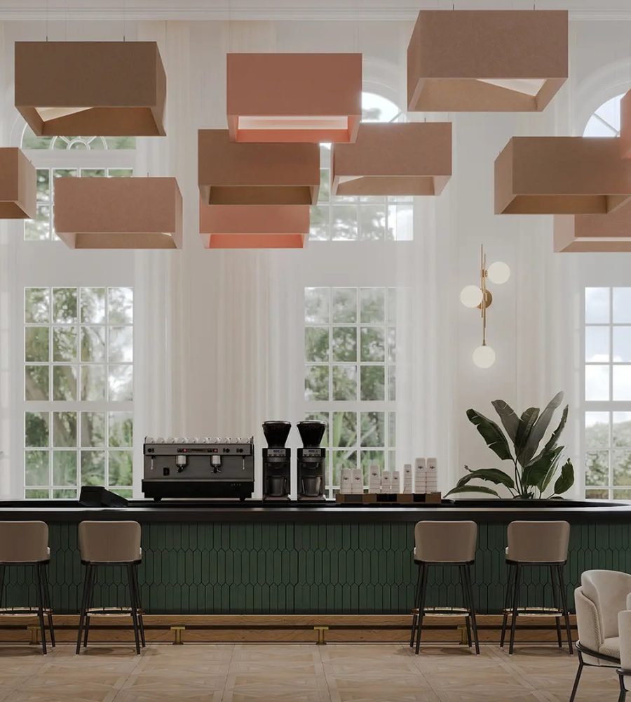 Blox, Angled Ceiling Clouds | Valentine, Quartz, Umber | Premier Collection