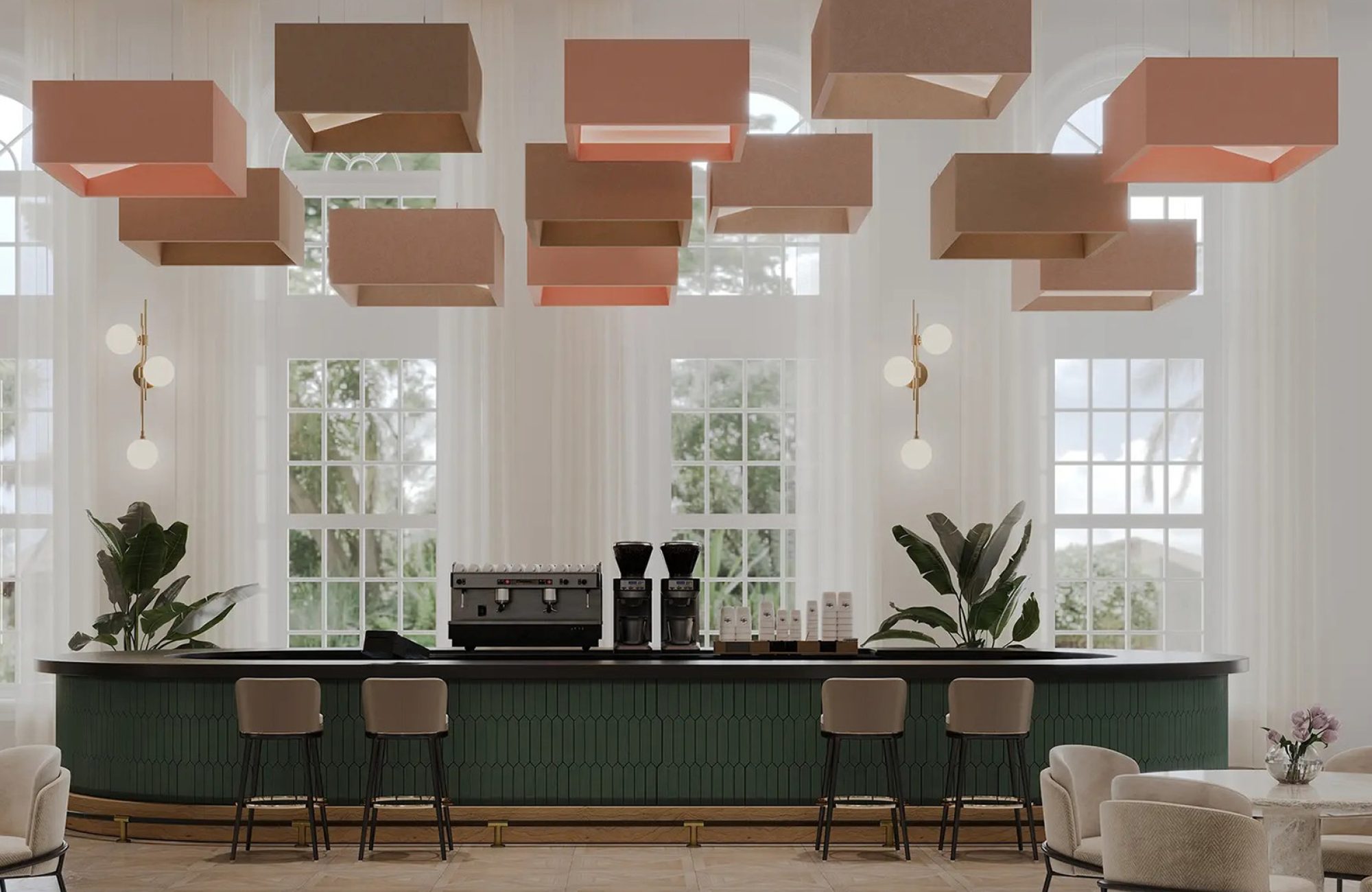 Blox, Angled Ceiling Clouds | Valentine, Quartz, Umber | Premier Collection