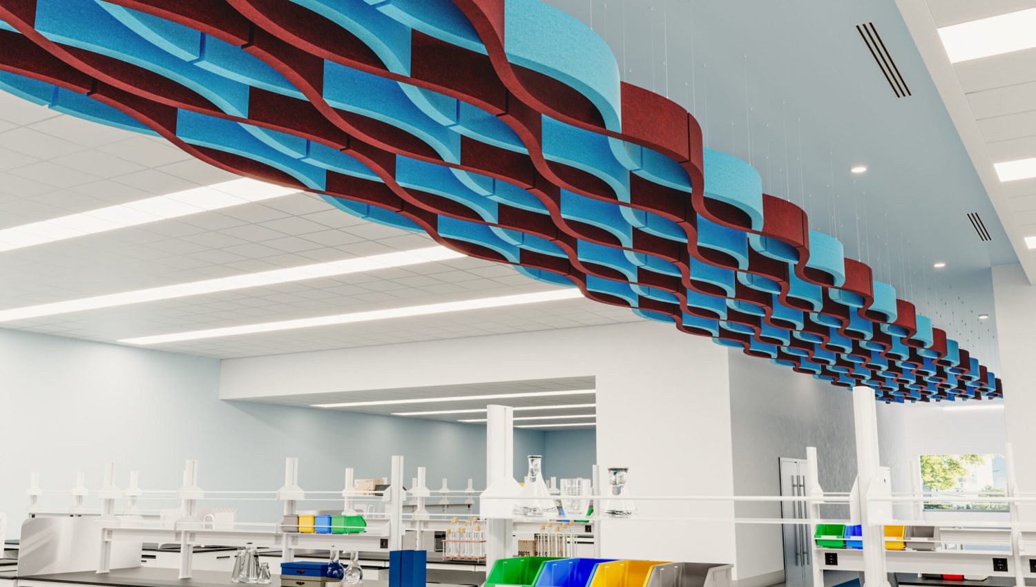 Billow Connect Ceiling Baffles | Azur, Currant | Premier Collection
