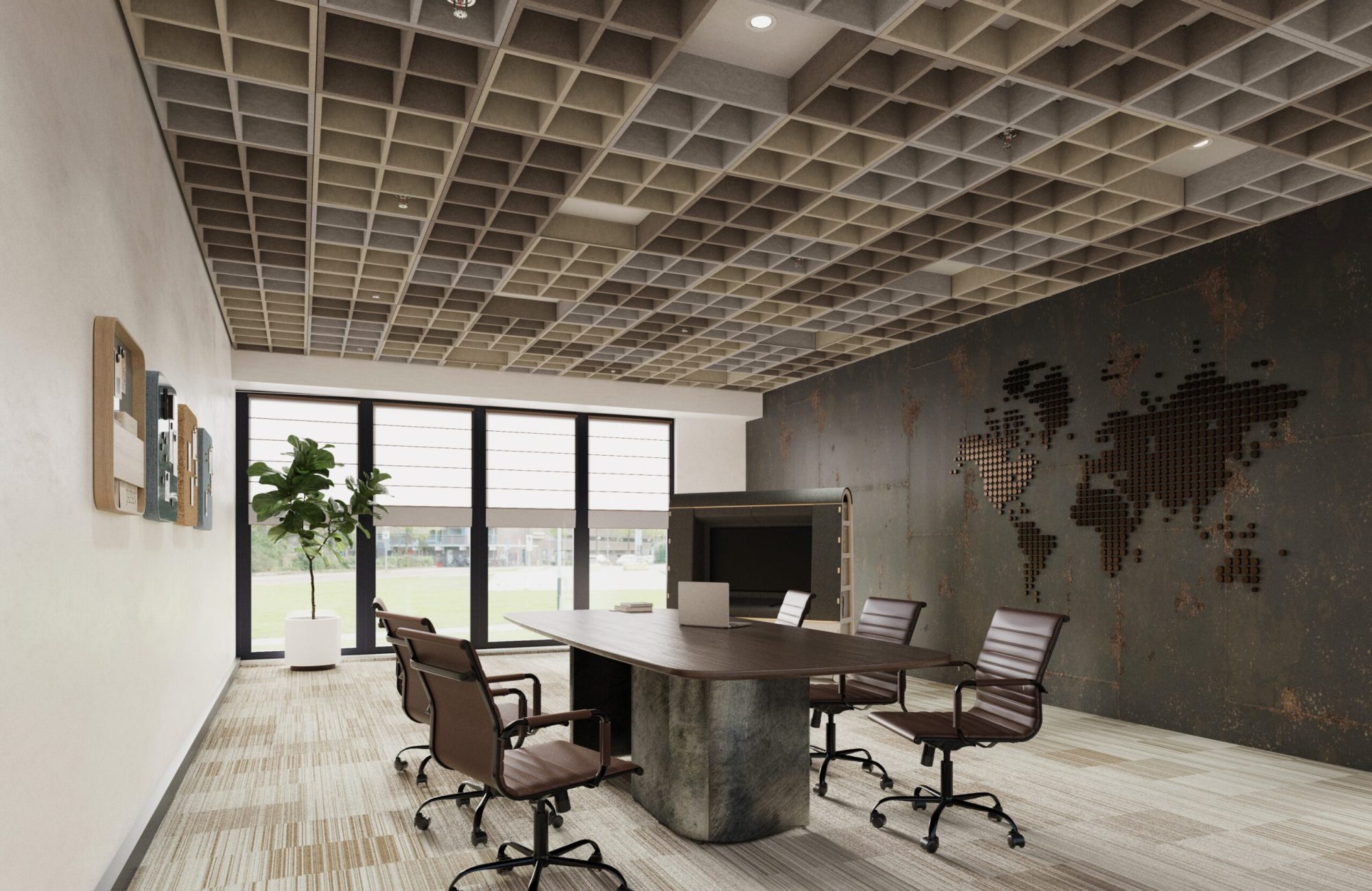 Woven, Windowpane Ceiling Frames | Almond, Mushroom, Platinum | Premier Collection