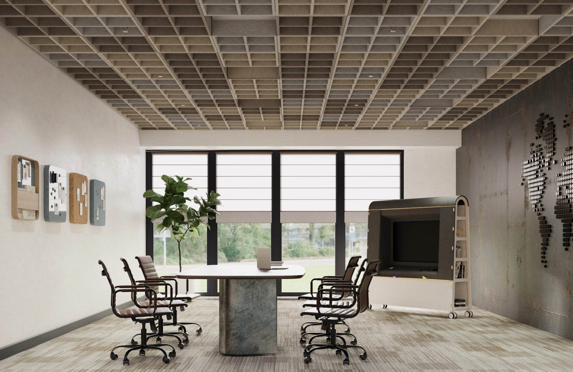 Woven, Windowpane Ceiling Frames | Almond, Mushroom, Platinum | Premier Collection