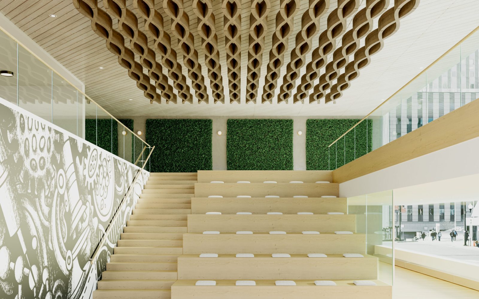 Billow Connect Ceiling Baffles | Mocha Legno | WoodGrain Collection