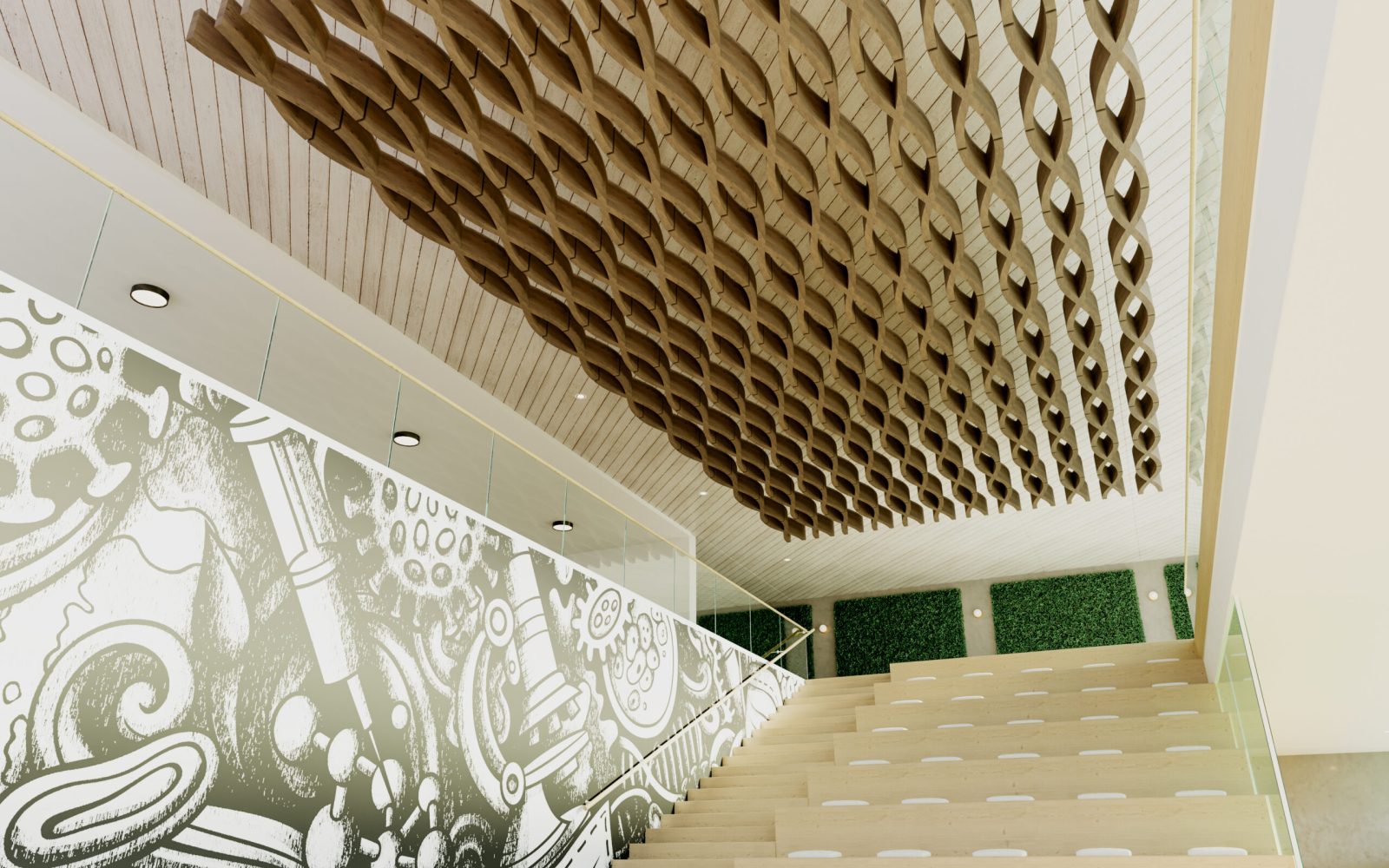 Billow Connect Ceiling Baffles | Mocha Legno | WoodGrain Collection