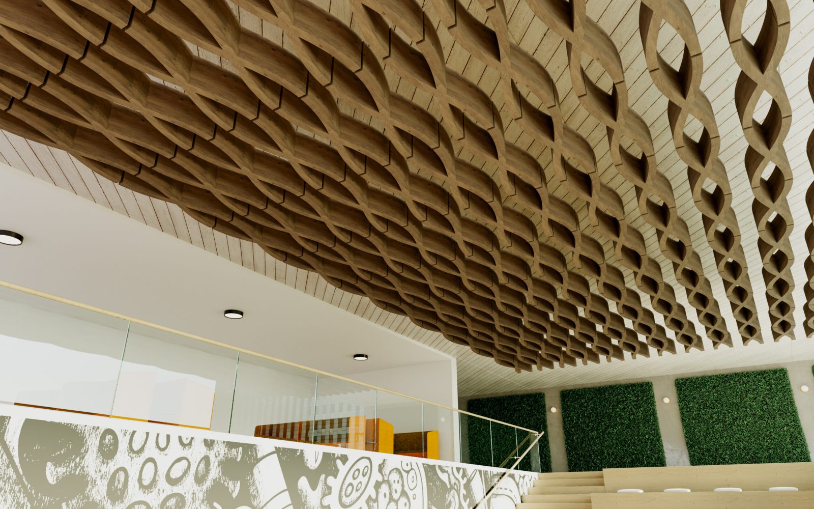 Billow Connect Ceiling Baffles | Mocha Legno | WoodGrain Collection