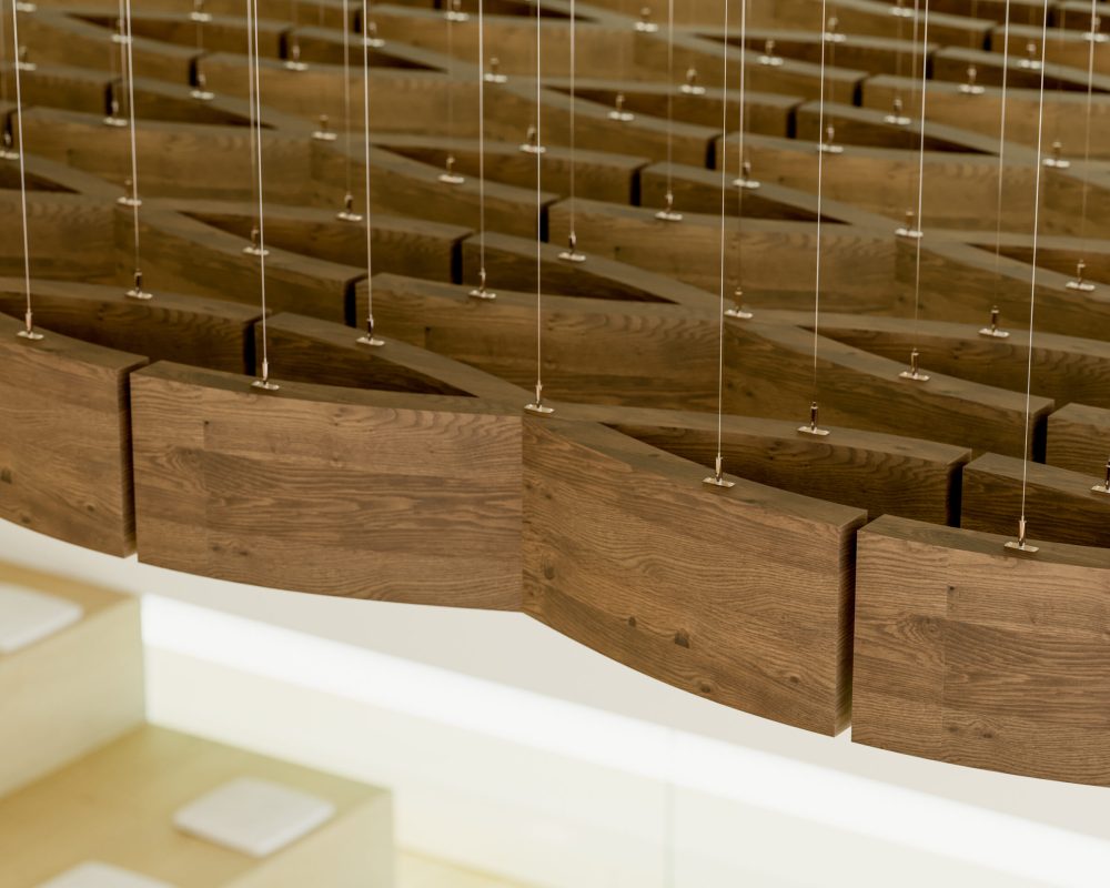 Billow Connect Ceiling Baffles | Mocha Legno | WoodGrain Collection