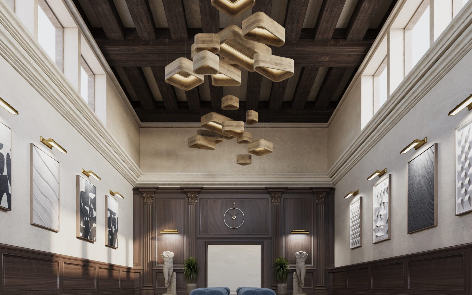 Skipping Stones Ceiling Clouds | Mocha Legno | WoodGrain Collection