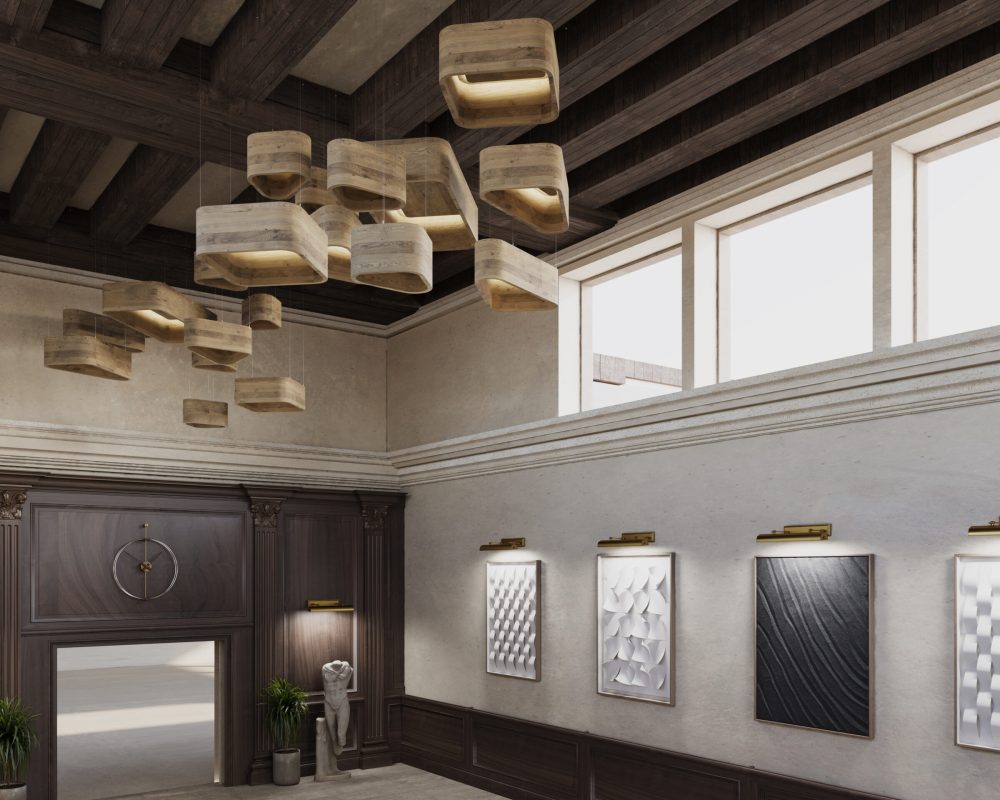 Skipping Stones Ceiling Clouds | Mocha Legno | WoodGrain Collection