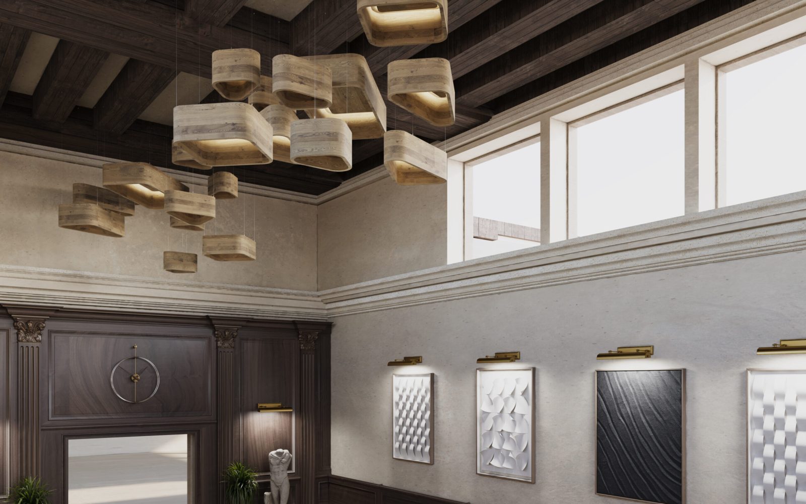 Skipping Stones Ceiling Clouds | Mocha Legno | WoodGrain Collection